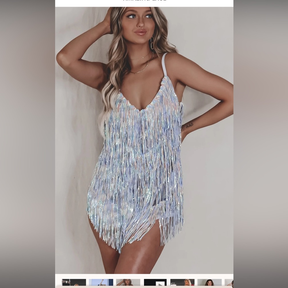 Amazing Lace Shake it Your Way Fringe Dress